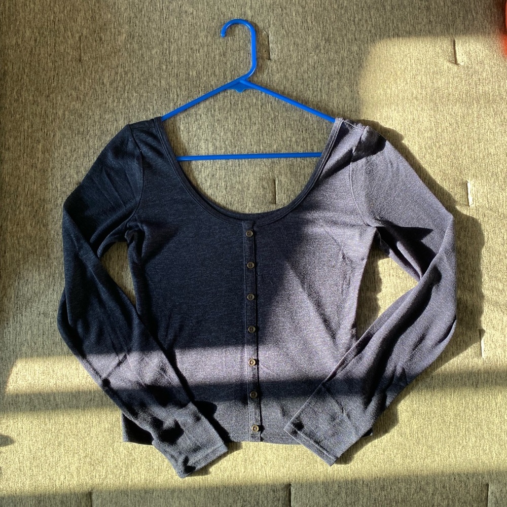 Hollister Broad Shoulder Button Crop Top